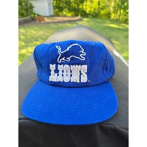 Vintage Detroit Lions SnapbackHat Eastport Blue NFL Football Cap Green Underbrim